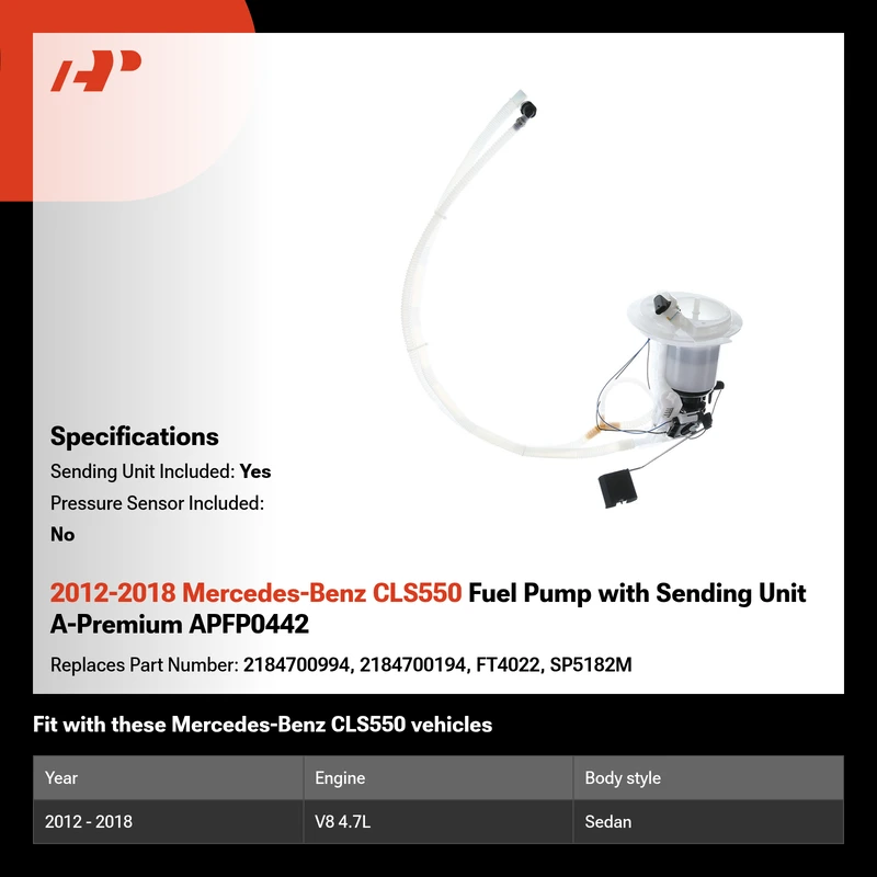 2012-2018 Mercedes-Benz CLS550 Fuel Pump with Sending Unit A-Premium APFP0442