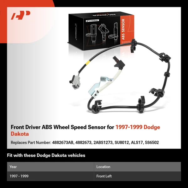 Front Driver ABS Wheel Speed Sensor for 1997-1999 Dodge Dakota
