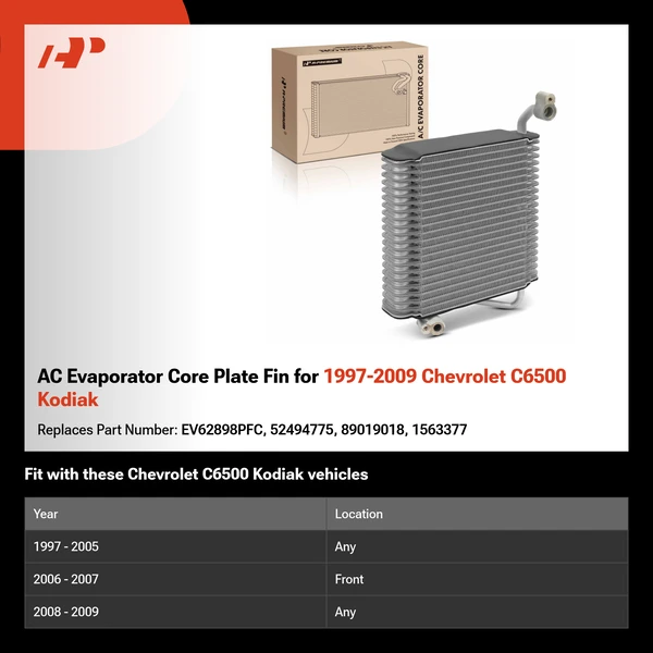 AC Evaporator Core Plate Fin for 1997-2009 Chevrolet C6500 Kodiak