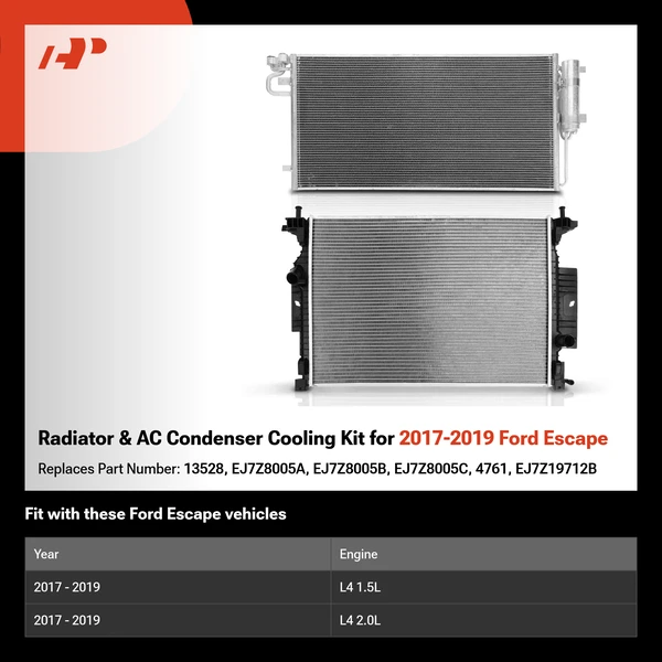 Radiator & AC Condenser Cooling Kit for 2017-2019 Ford Escape