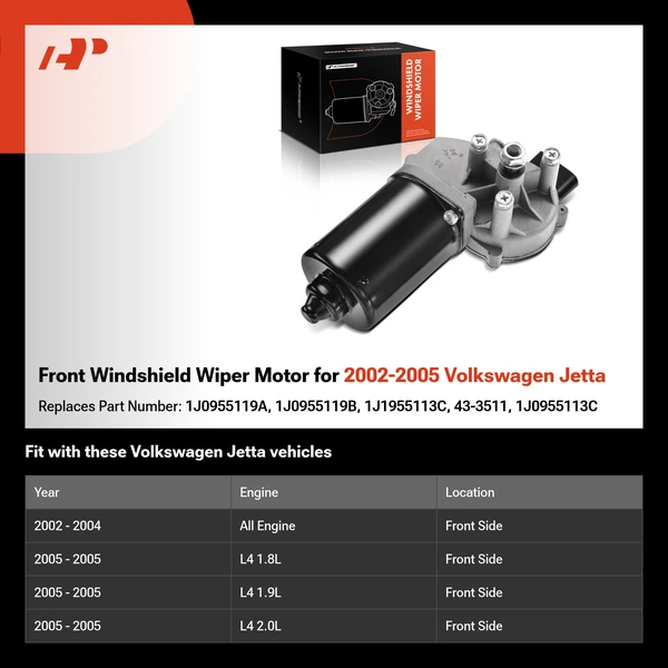 Front Windshield Wiper Motor for 2002-2005 Volkswagen Jetta