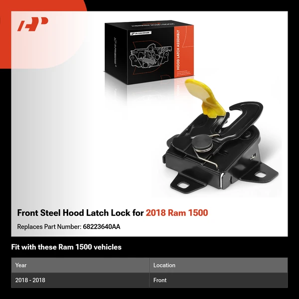 Front Steel Hood Latch Lock for 2018 Ram 1500