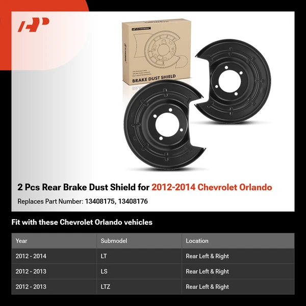 2 Pcs Rear Brake Dust Shield for 2012-2014 Chevrolet Orlando