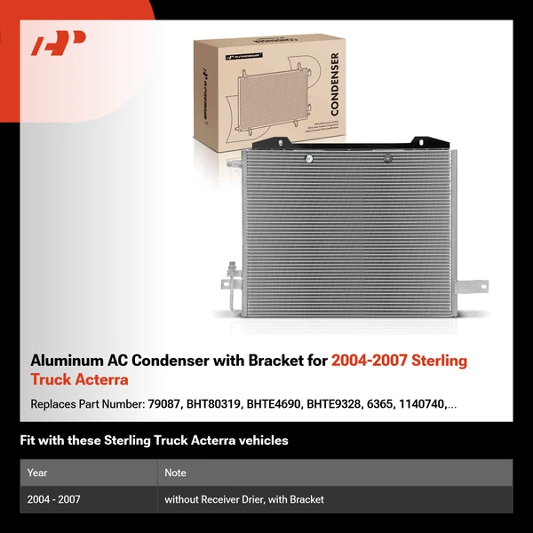 Aluminum AC Condenser with Bracket for 2004-2007 Sterling Truck Acterra