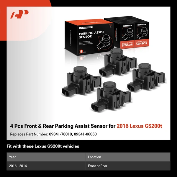 4 Pcs Front & Rear Parking Assist Sensor for 2016 Lexus GS200t