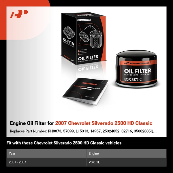 Engine Oil Filter for 2007 Chevrolet Silverado 2500 HD Classic