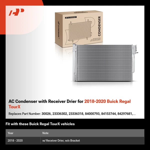 AC Condenser with Receiver Drier for 2018-2020 Buick Regal TourX