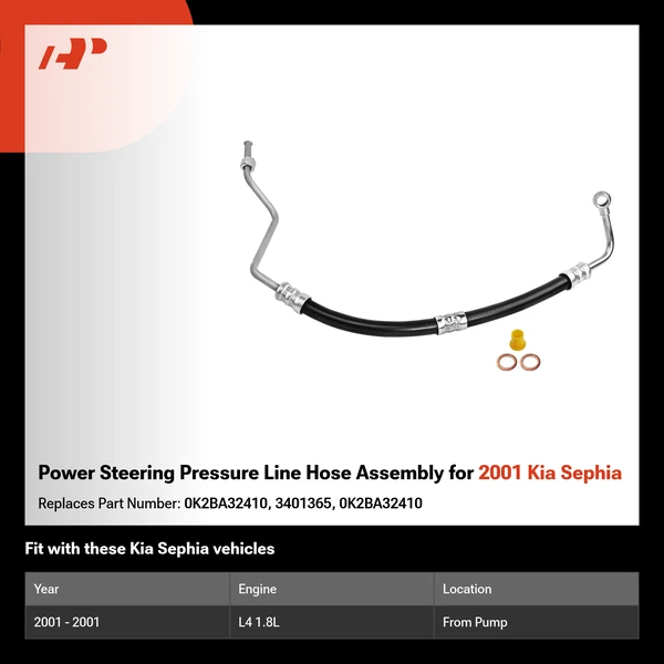 Power Steering Pressure Line Hose Assembly for 2001 Kia Sephia