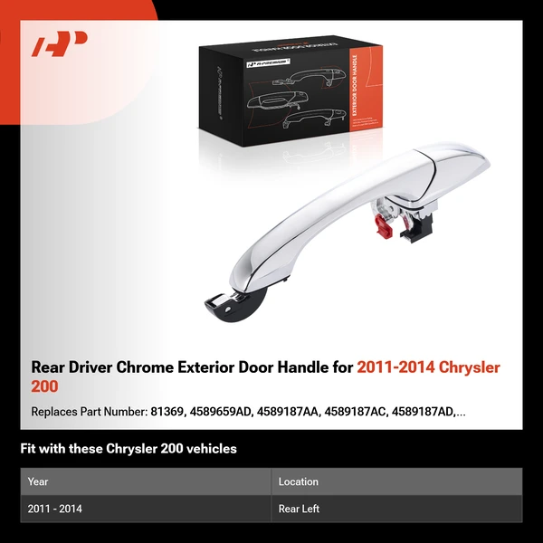 Rear Driver Chrome Exterior Door Handle for 2011-2014 Chrysler 200