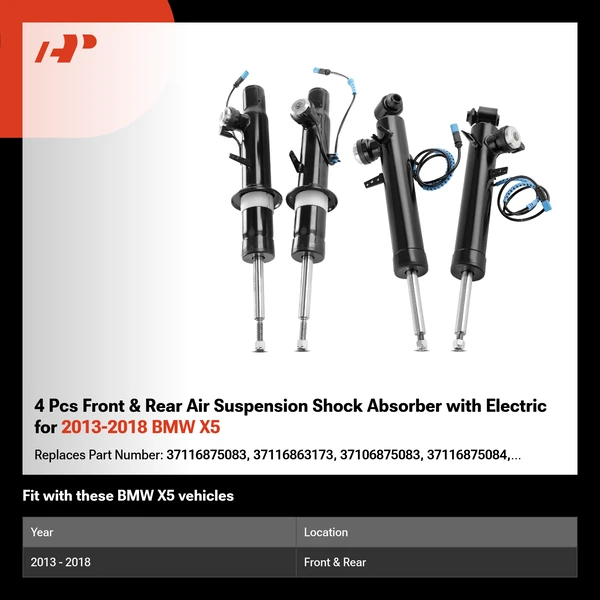 4 Pcs Front & Rear Air Suspension Shock Absorber with Electric for 2013-2018 BMW X5