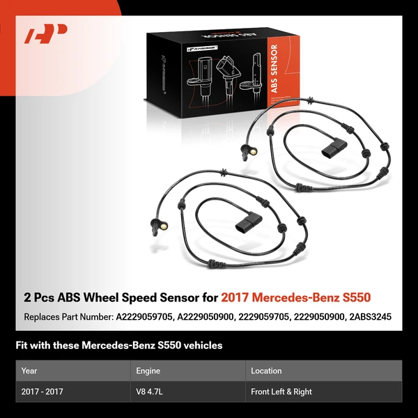 2 Pcs ABS Wheel Speed Sensor for 2017 Mercedes-Benz S550