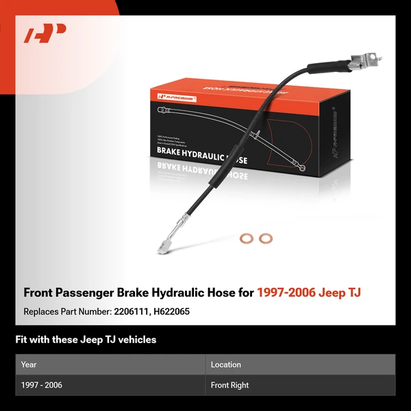 Front Passenger Brake Hydraulic Hose for 1997-2006 Jeep TJ