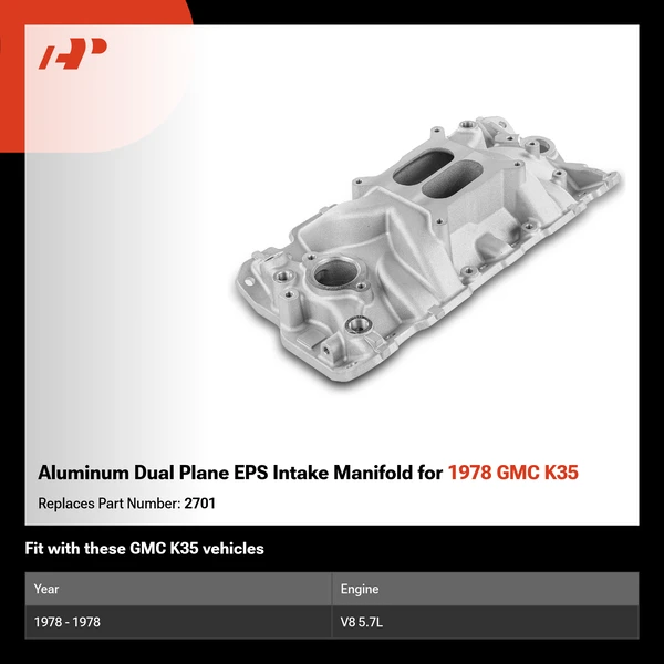 Aluminum Dual Plane EPS Intake Manifold for 1978 GMC K35
