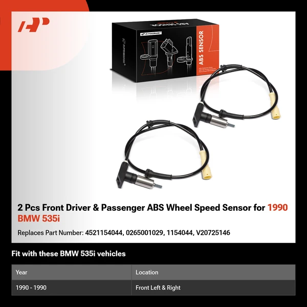 2 Pcs Front Driver & Passenger ABS Wheel Speed Sensor for 1990 BMW 535i