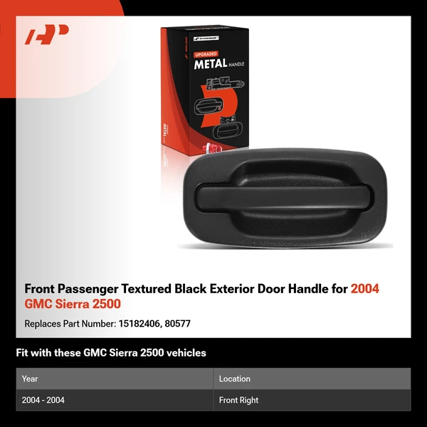 Front Passenger Textured Black Exterior Door Handle for 2004 GMC Sierra 2500