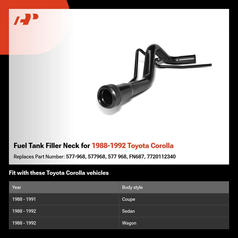 Fuel Tank Filler Neck for 1988-1992 Toyota Corolla