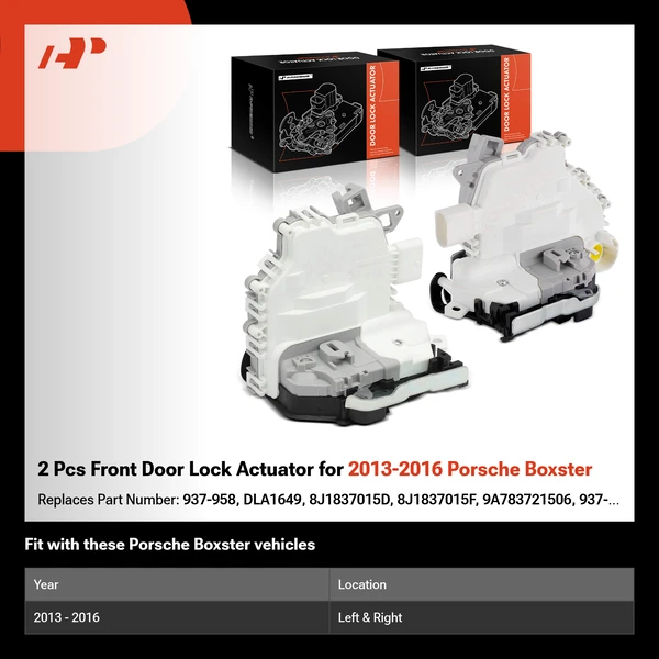 2 Pcs Front Door Lock Actuator for 2013-2016 Porsche Boxster