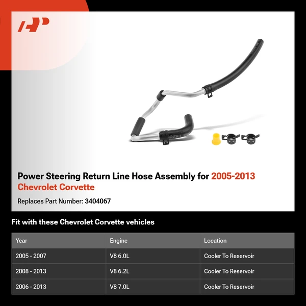 Power Steering Return Line Hose Assembly for 2005-2013 Chevrolet Corvette