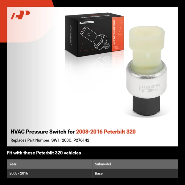 HVAC Pressure Switch for 2008-2016 Peterbilt 320
