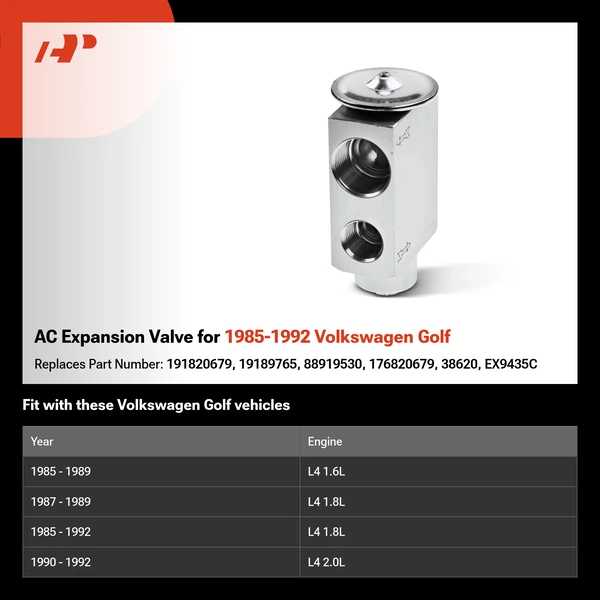 AC Expansion Valve for 1985-1992 Volkswagen Golf
