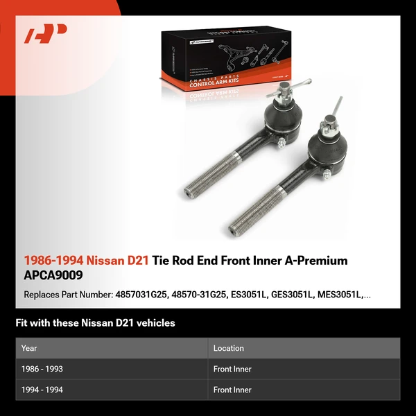 1986-1994 Nissan D21 Tie Rod End Front Inner A-Premium APCA9009