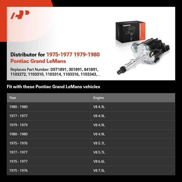 Distributor for 1975-1977 1979-1980 Pontiac Grand LeMans