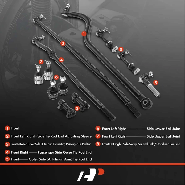 A Set of 12 Ball Joint and Sway Bar Link Full Kit Front Side A-Premium APCA2573