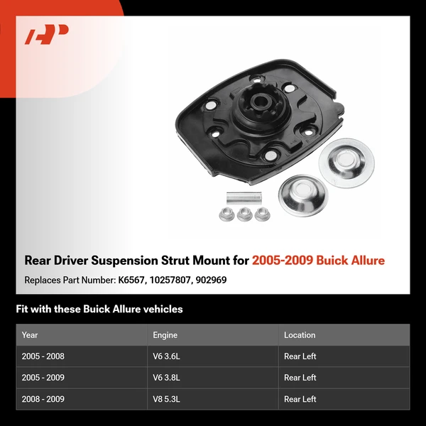 Rear Driver Suspension Strut Mount for 2005-2009 Buick Allure