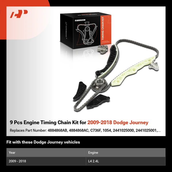 9 Pcs Engine Timing Chain Kit for 2009-2018 Dodge Journey