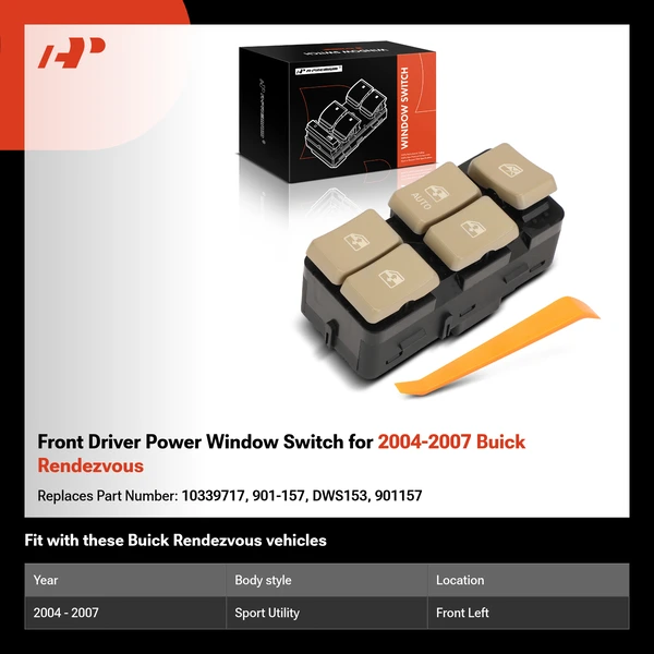 Front Driver Power Window Switch for 2004-2007 Buick Rendezvous