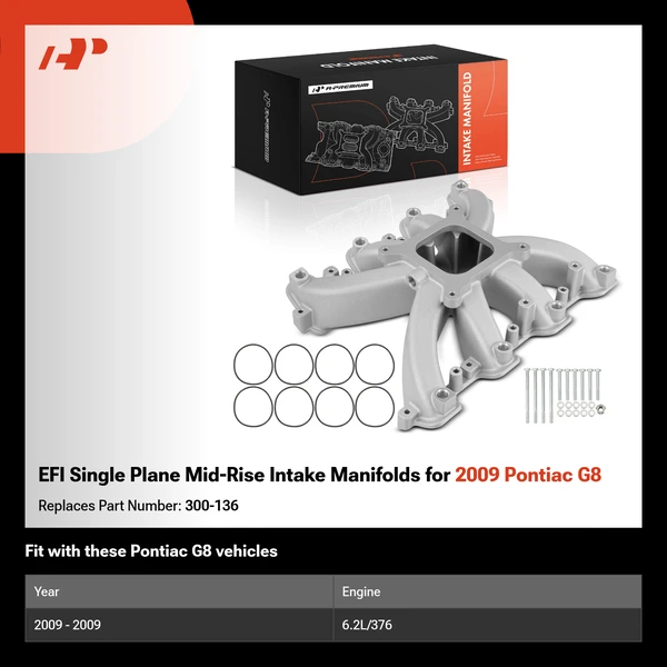 EFI Single Plane Mid-Rise Intake Manifolds for 2009 Pontiac G8