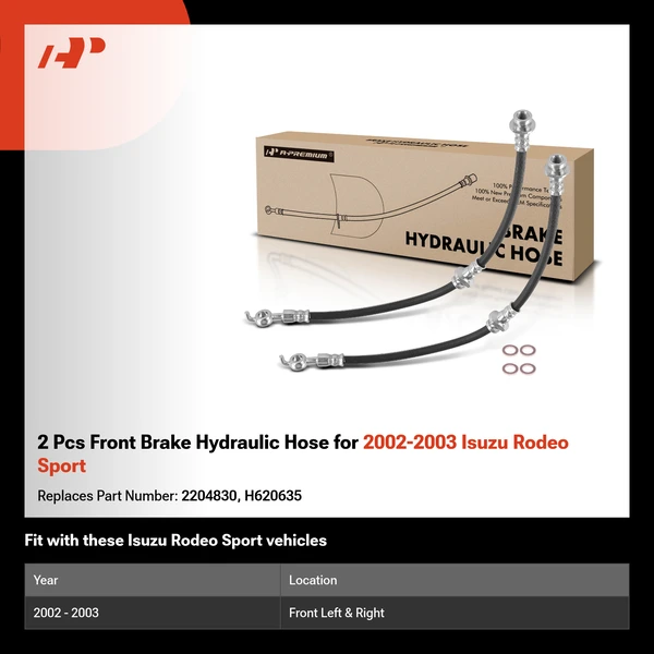 2 Pcs Front Brake Hydraulic Hose for 2002-2003 Isuzu Rodeo Sport