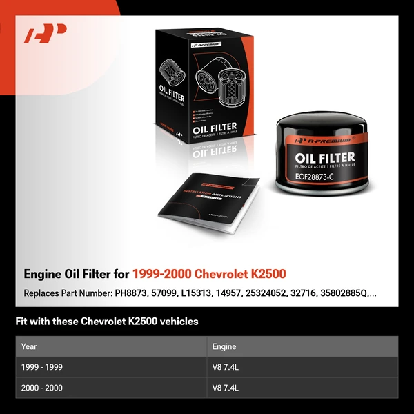 Engine Oil Filter for 1999-2000 Chevrolet K2500