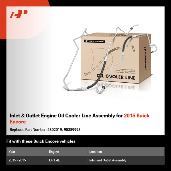 Inlet & Outlet Engine Oil Cooler Line Assembly for 2015 Buick Encore