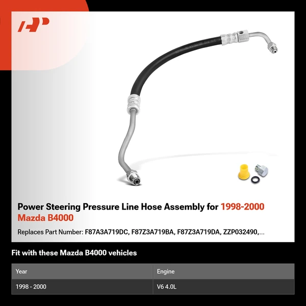 Power Steering Pressure Line Hose Assembly for 1998-2000 Mazda B4000