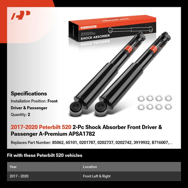 2017-2020 Peterbilt 520 2-Pc Shock Absorber Front Driver & Passenger A-Premium APSA1782