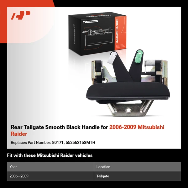 Rear Tailgate Smooth Black Handle for 2006-2009 Mitsubishi Raider