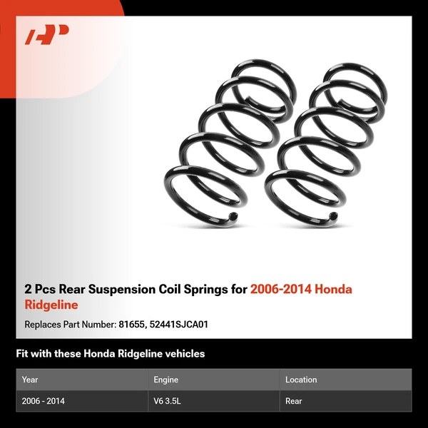 2 Pcs Rear Suspension Coil Springs for 2006-2014 Honda Ridgeline