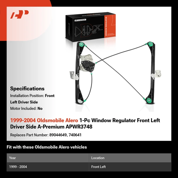 1999-2004 Oldsmobile Alero 1-Pc Window Regulator Front Left Driver Side A-Premium APWR3748