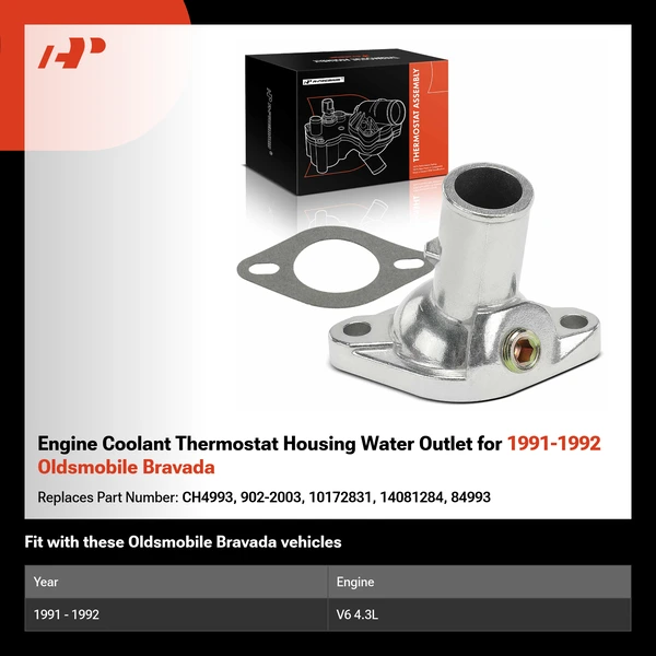 Engine Coolant Thermostat Housing Water Outlet for 1991-1992 Oldsmobile Bravada