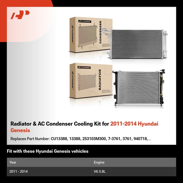 Radiator & AC Condenser Cooling Kit for 2011-2014 Hyundai Genesis
