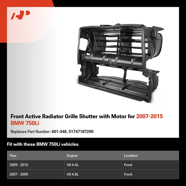 Front Active Radiator Grille Shutter with Motor for 2007-2015 BMW 750Li