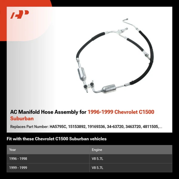 AC Manifold Hose Assembly for 1996-1999 Chevrolet C1500 Suburban