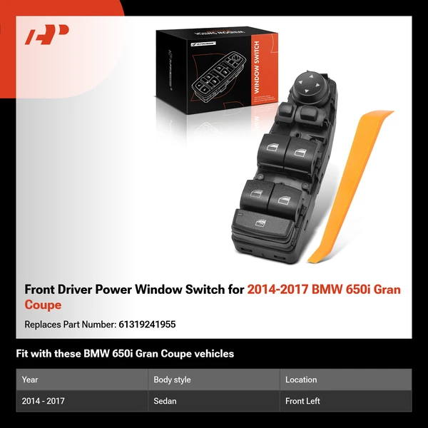 Front Driver Power Window Switch for 2014-2017 BMW 650i Gran Coupe