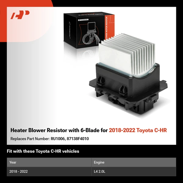 Heater Blower Resistor with 6-Blade for 2018-2022 Toyota C-HR
