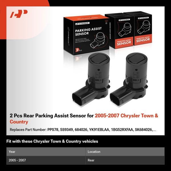 2 Pcs Rear Parking Assist Sensor for 2005-2007 Chrysler Town & Country