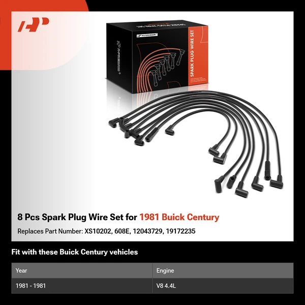 8 Pcs Spark Plug Wire Set for 1981 Buick Century