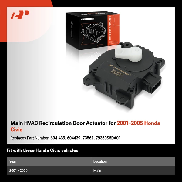 Main HVAC Recirculation Door Actuator for 2001-2005 Honda Civic