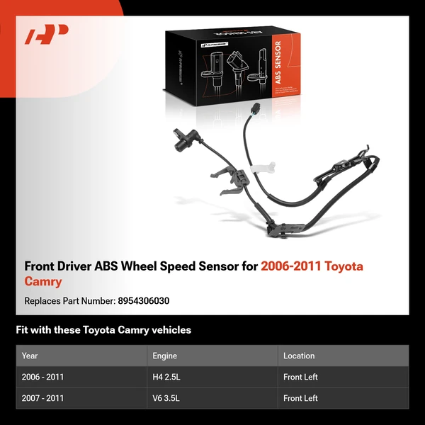 Front Driver ABS Wheel Speed Sensor for 2006-2011 Toyota Camry