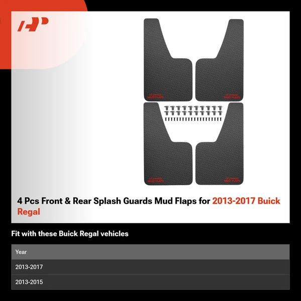 4 Pcs Front & Rear Splash Guards Mud Flaps for 2013-2017 Buick Regal